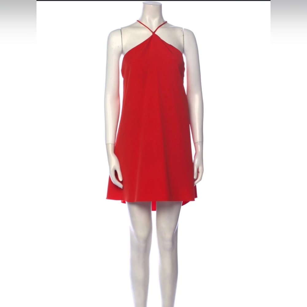 Milly halterneck Cascade dress in orange